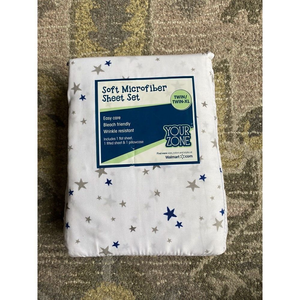 Your Zone Soft Microfiber Twin Sheet Set Stars Kids Easy Care Bleachable